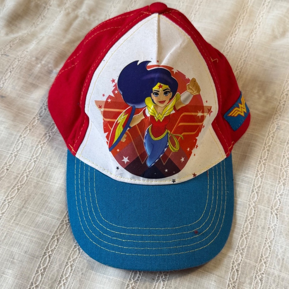 Kids Wonder Woman Baseball Cap Red Blue Graphic DC Comic adjustable